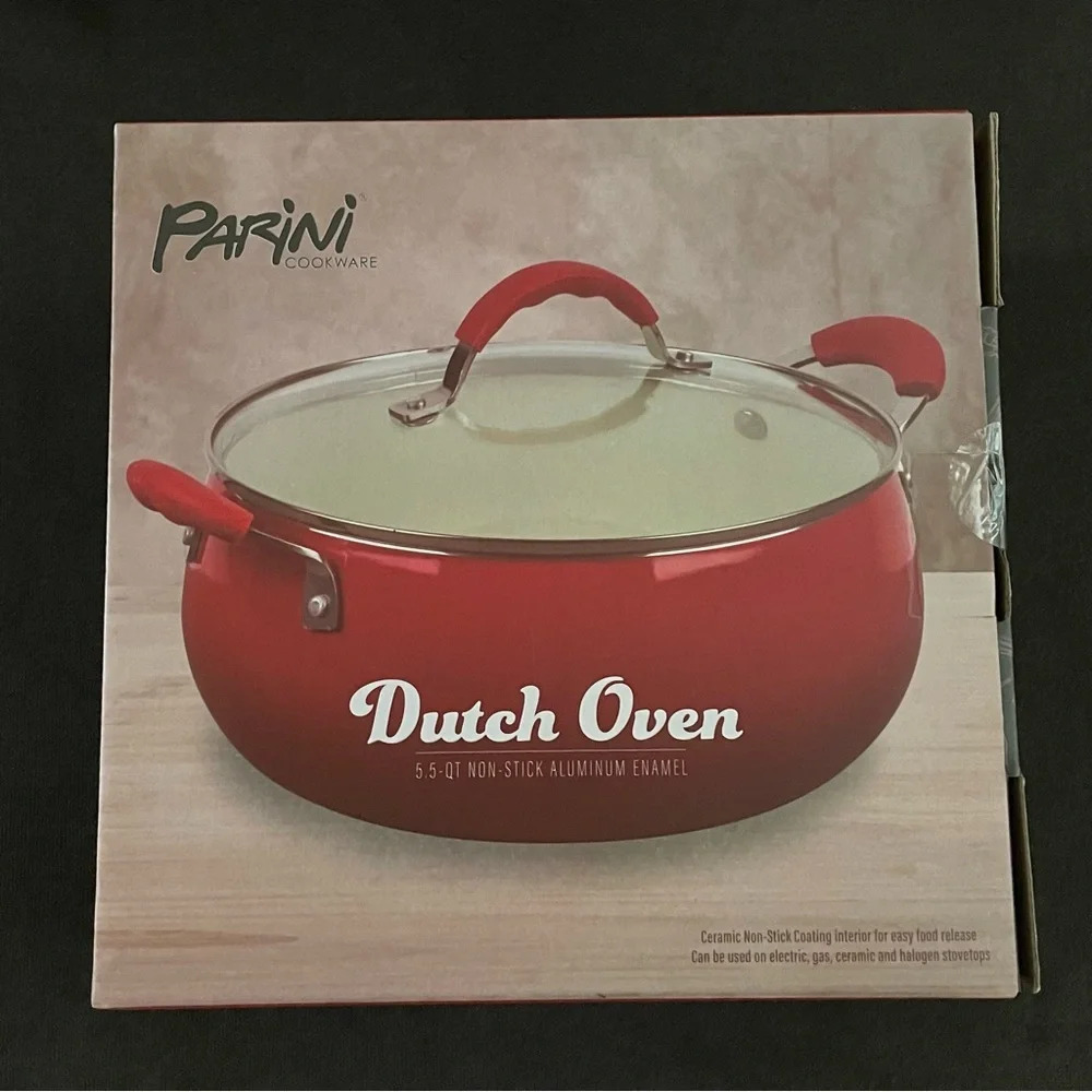 PARINI 5.5 QT Non-Stick‎ Aluminum Enamel Dutch Oven Cookware in Red